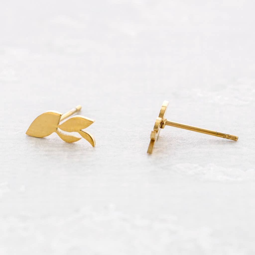 Boucles d'oreilles petits rameaux - Acier inoxydable