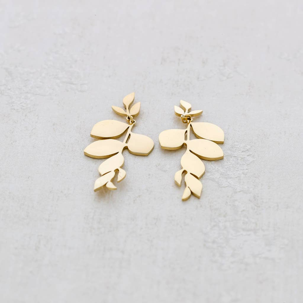 Boucles d'oreilles en acier avec petites branches - Stainless Steel