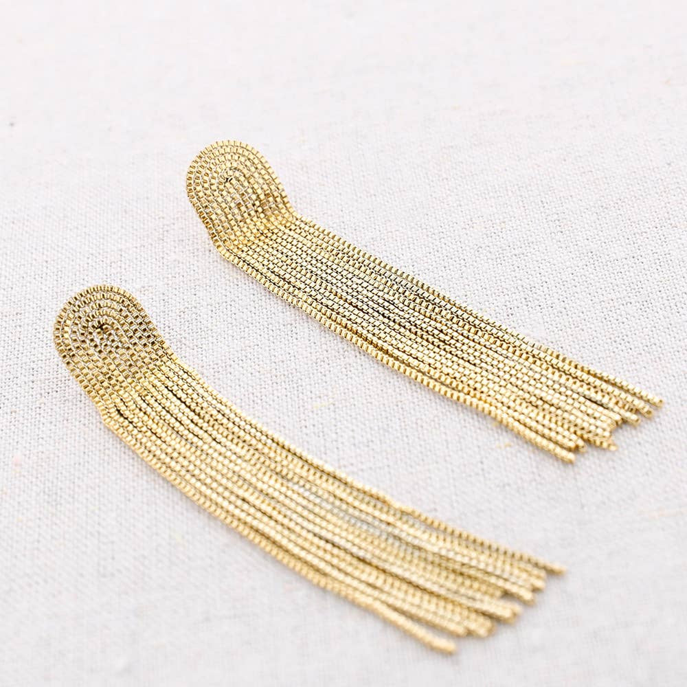Longues boucles d'oreilles à pompons - Acier inoxydable
