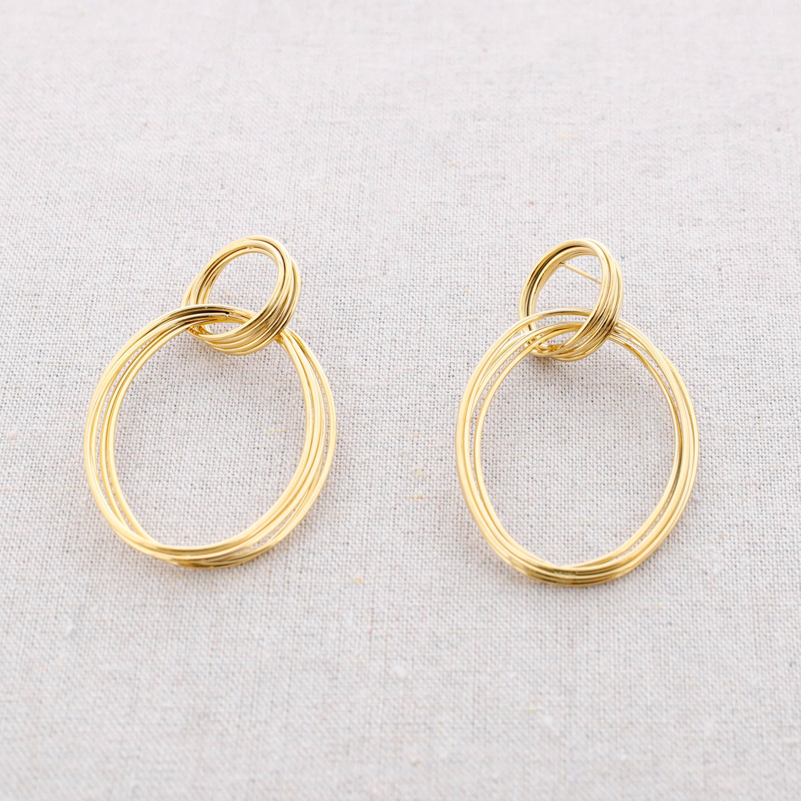 Boucles d'oreilles doubles anneaux dorés