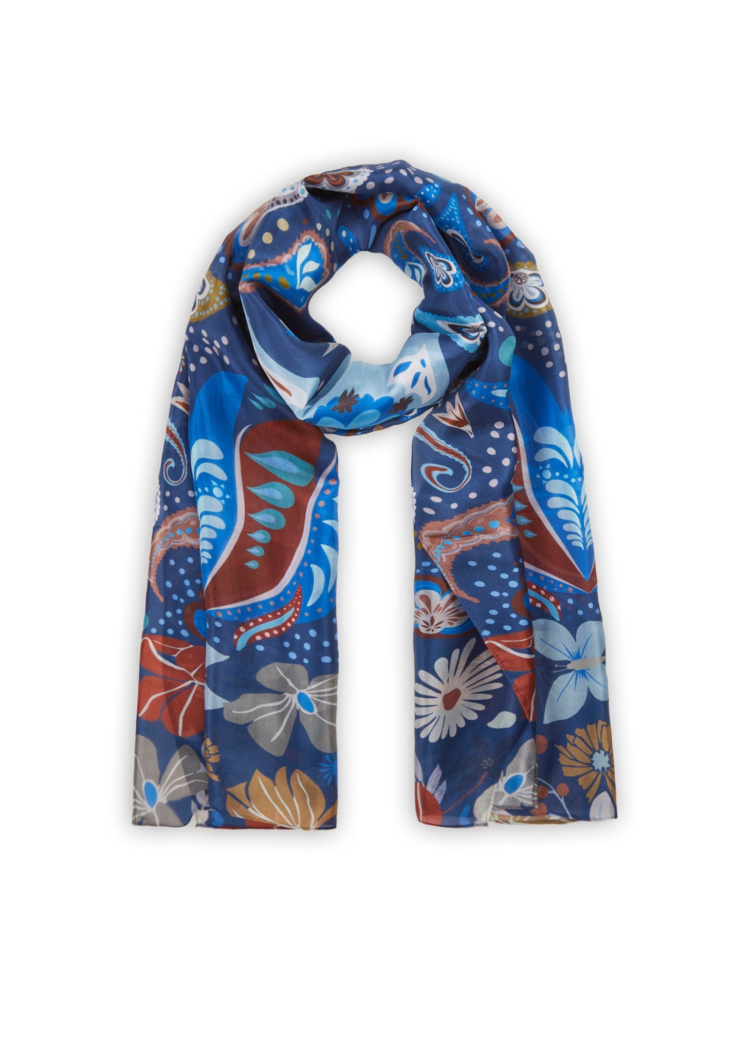 Sjaal Printed Pong - Paisley Blue