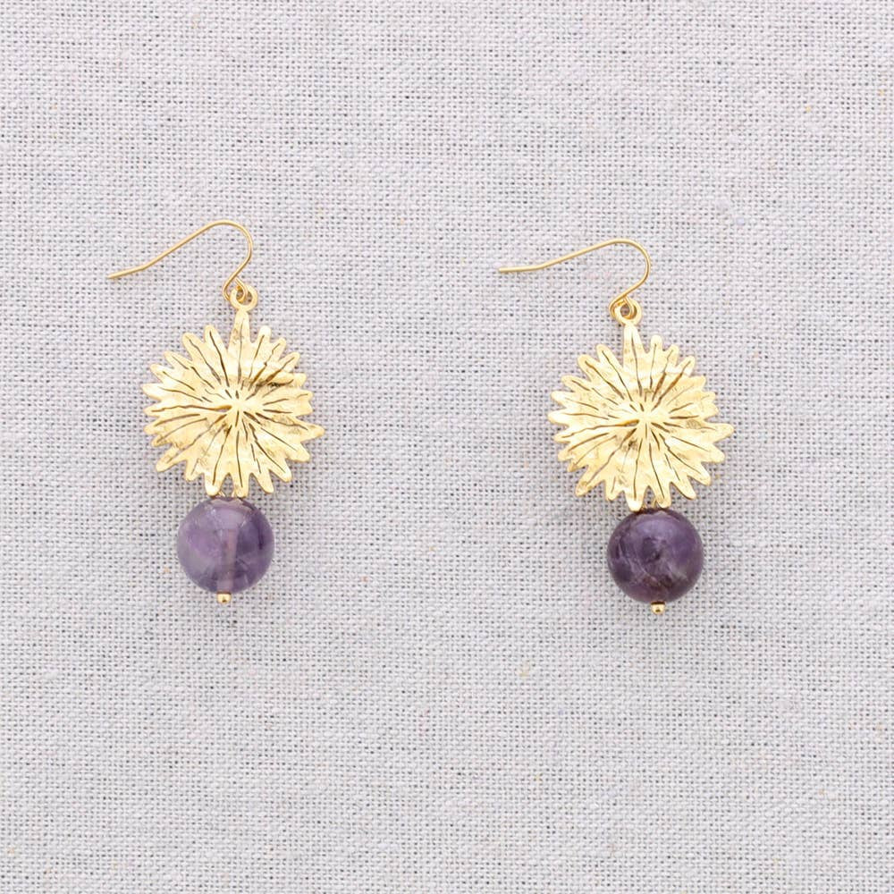 Boucles d'oreilles pendantes Fleur et Perle