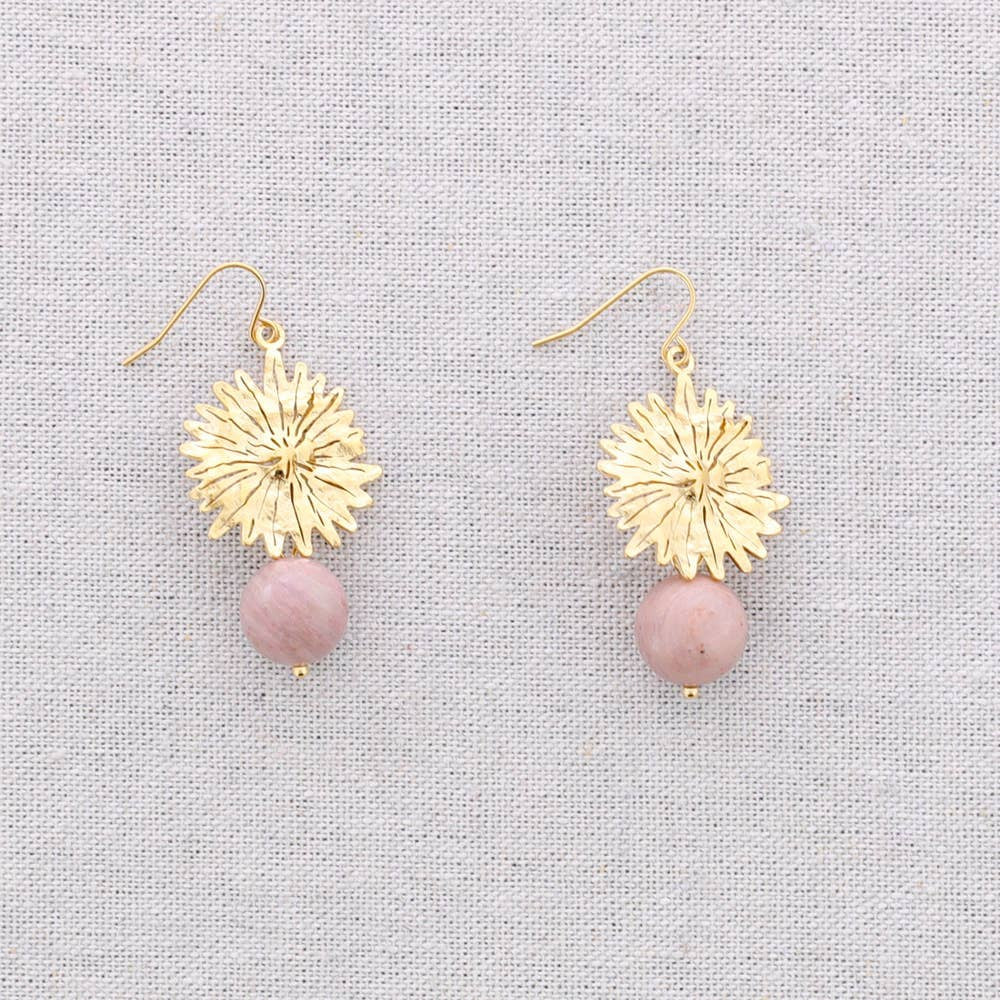 Boucles d'oreilles pendantes Fleur et Perle