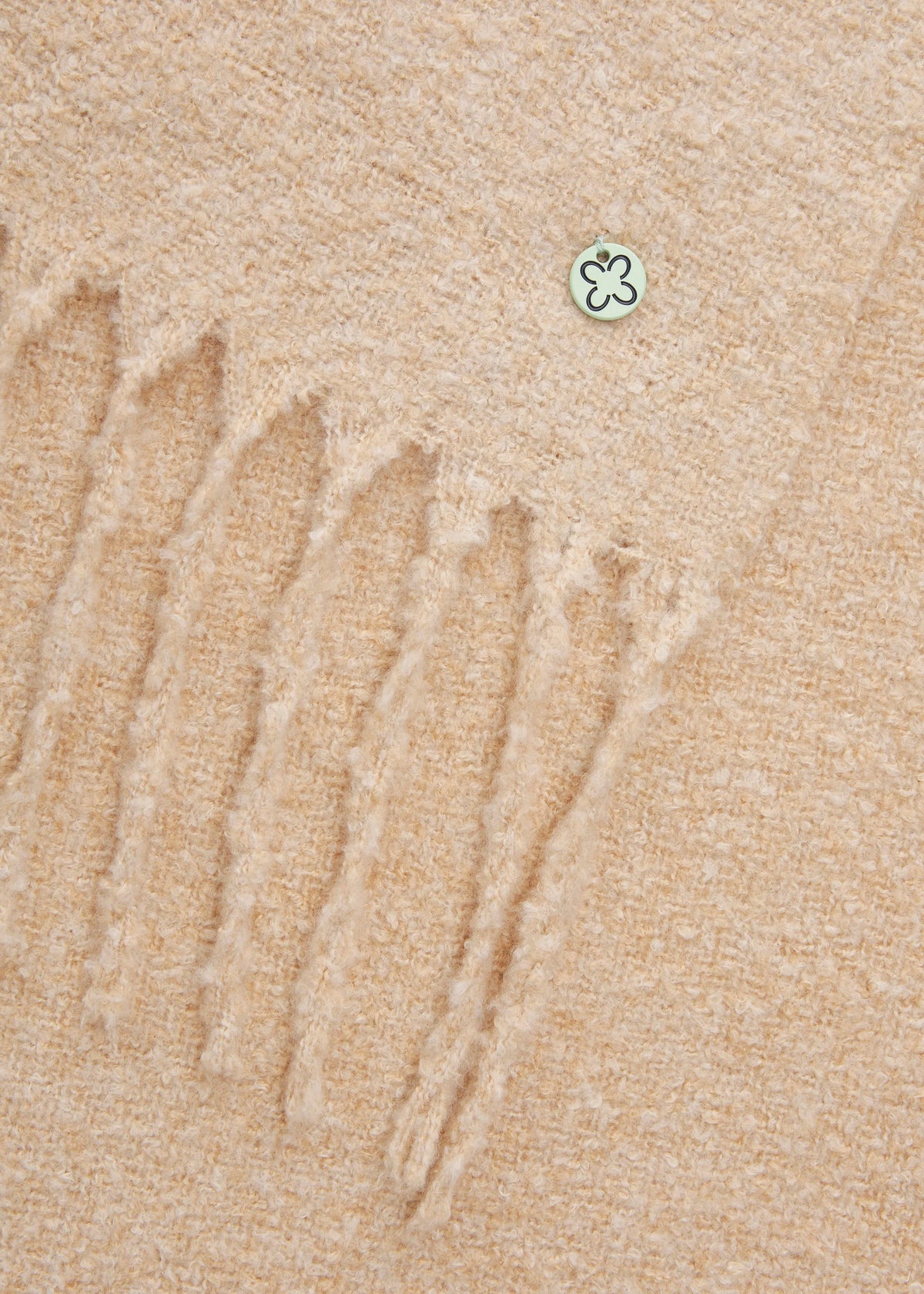 Effen geweven sjaal met franjes - Beige