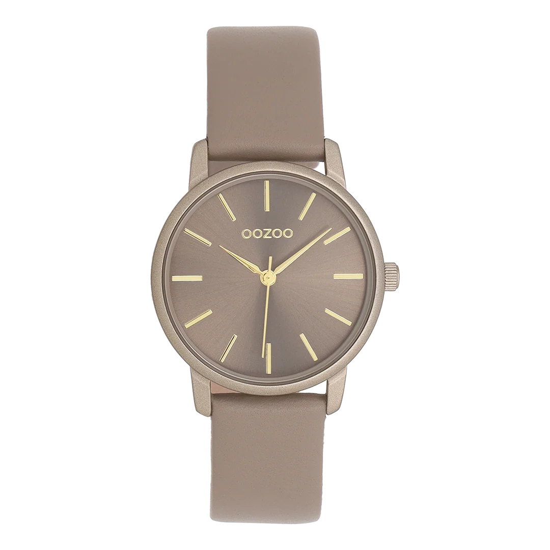Taupe OOZOO horloge met leren band