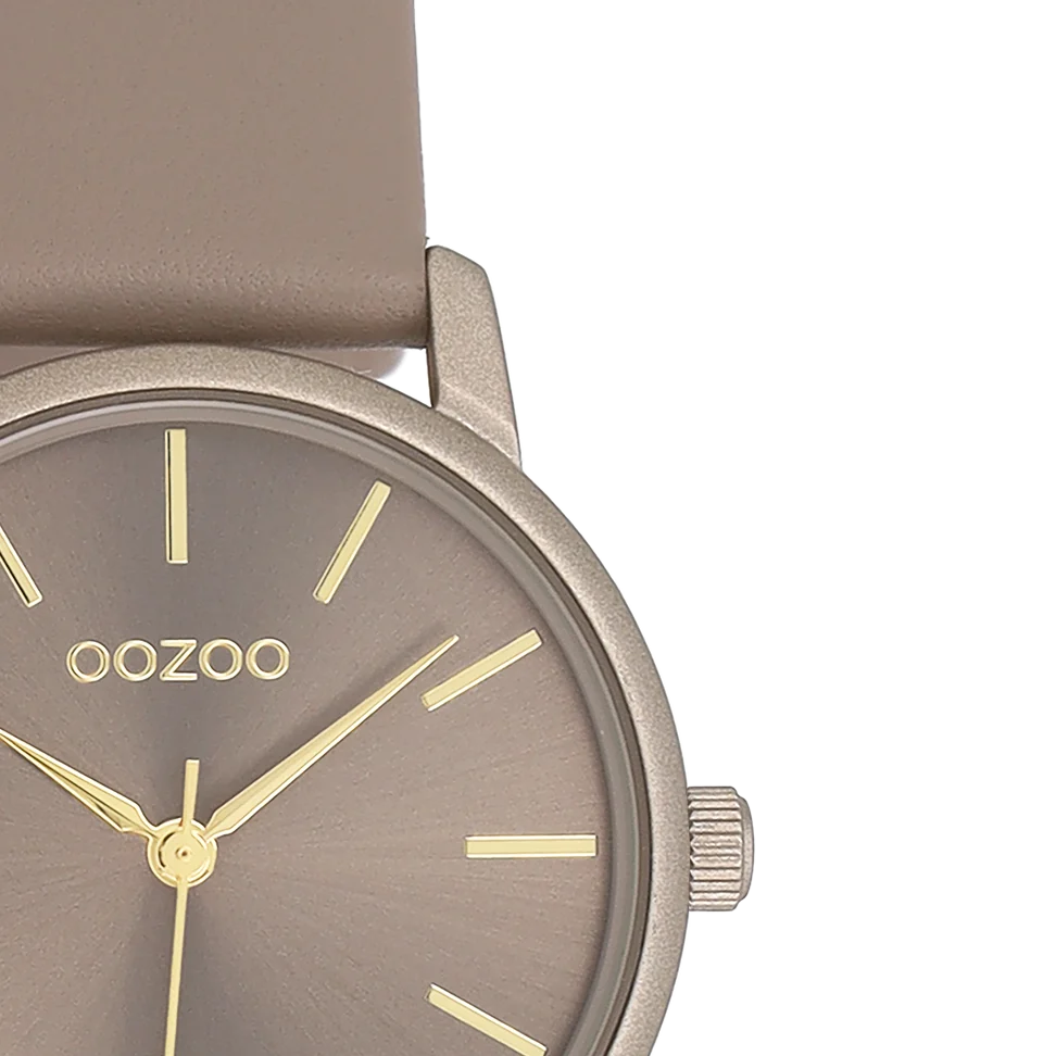 Taupe OOZOO horloge met leren band
