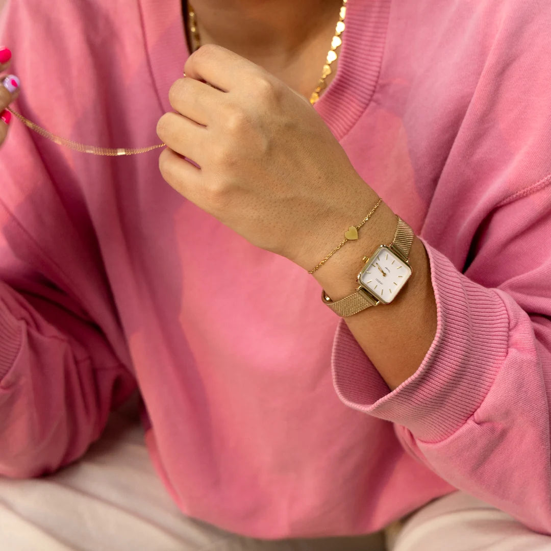 Goudkleurige OOZOO horloge met metalen mesh armband