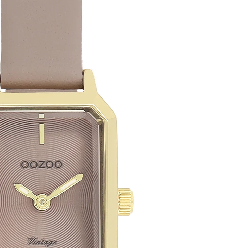 Goudkleurige OOZOO horloge met taupe leren band
