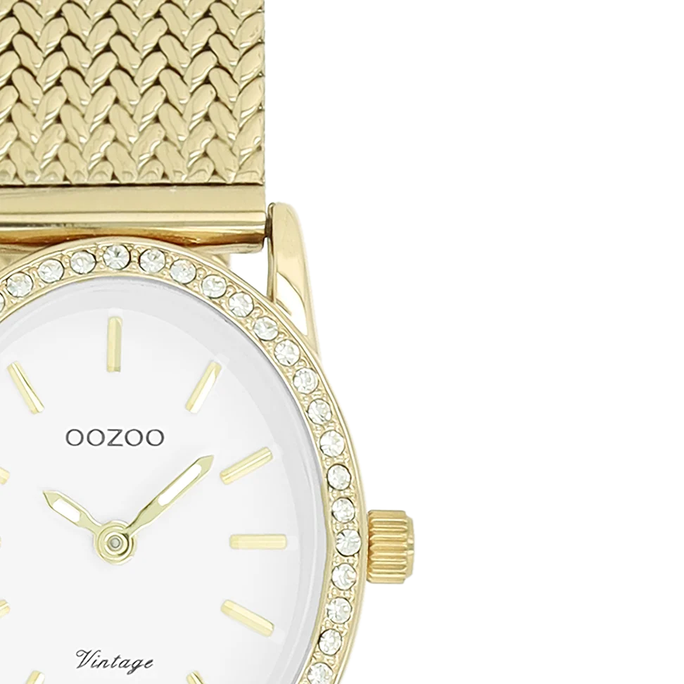 Goudkleurig OOZOO-horloge met metalen V-mesh-armband