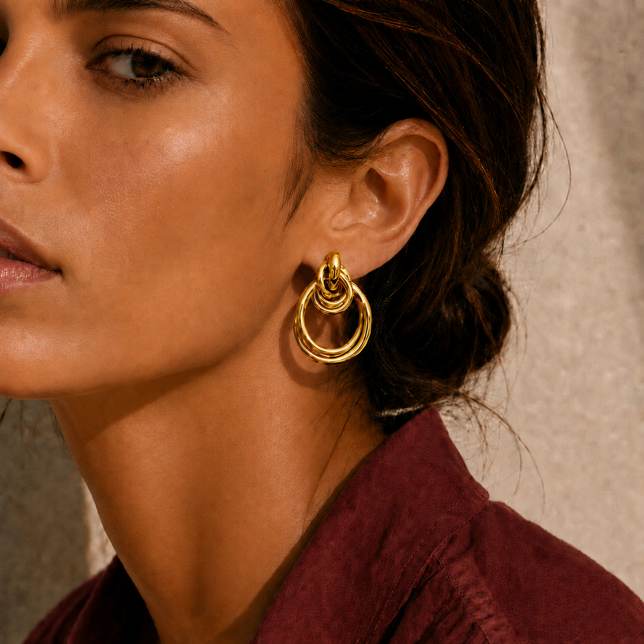 Boucles d'oreilles anneau tressées - Acier inoxydable