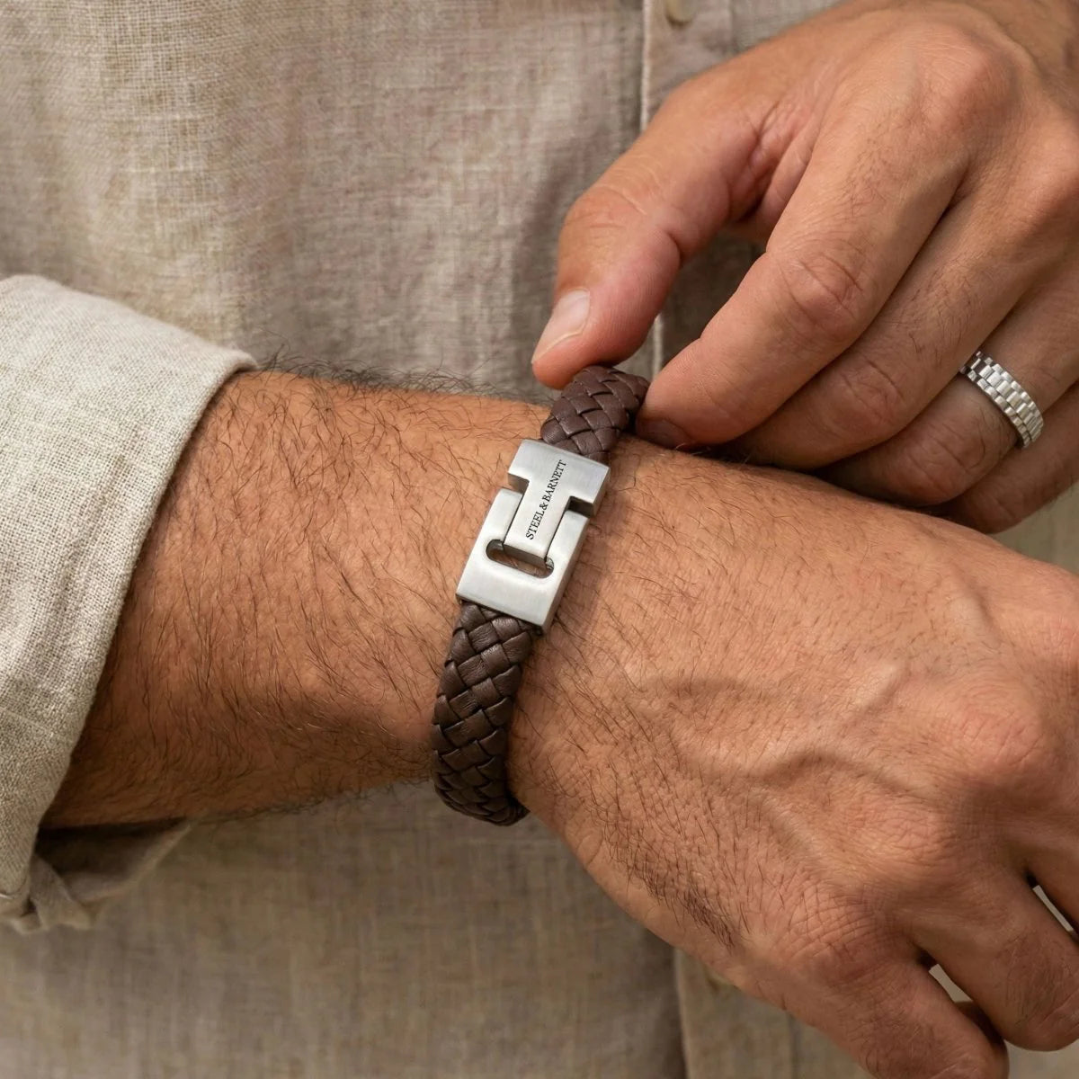 Leather Bracelet Harrison Brown M