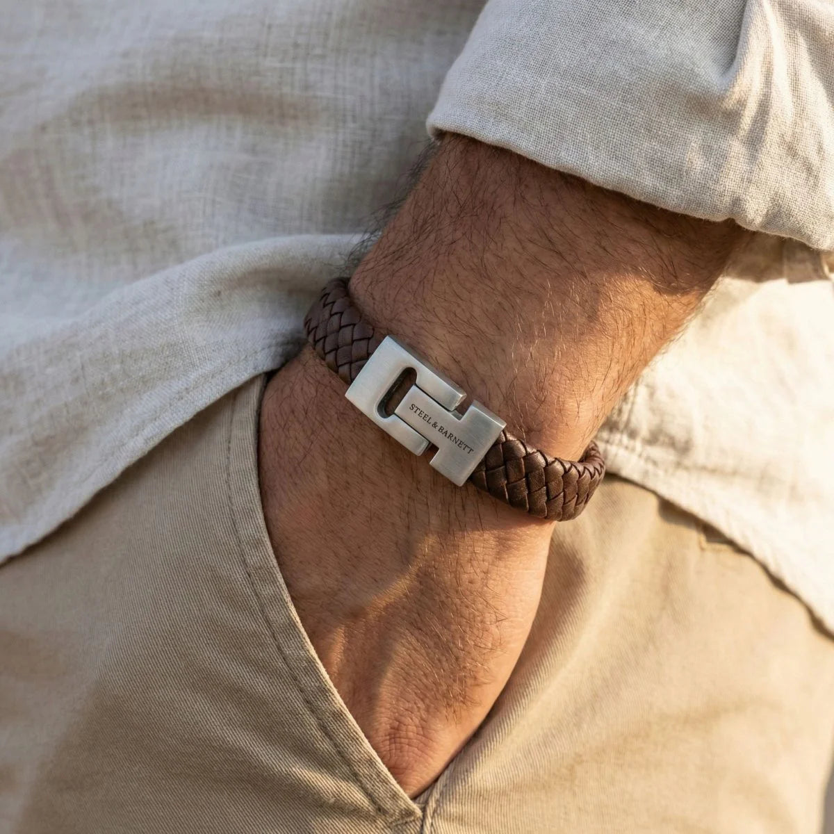 Leather Bracelet Harrison Brown M