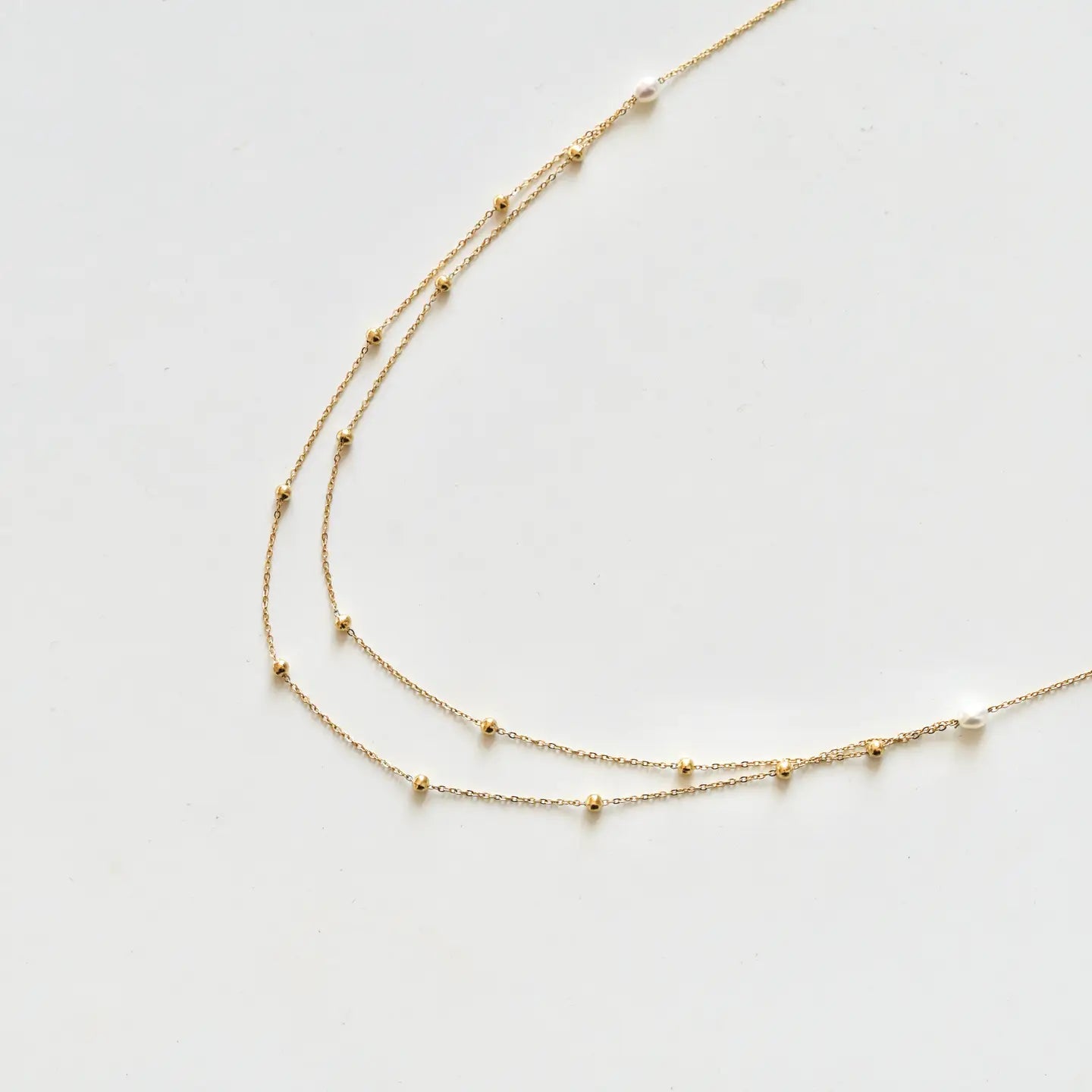 Fijn dubbelrijig ketting met bolletjes