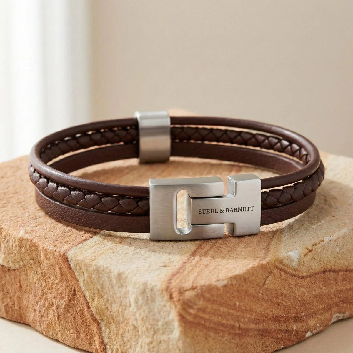 Leather Bracelet Casual Cole Brown M