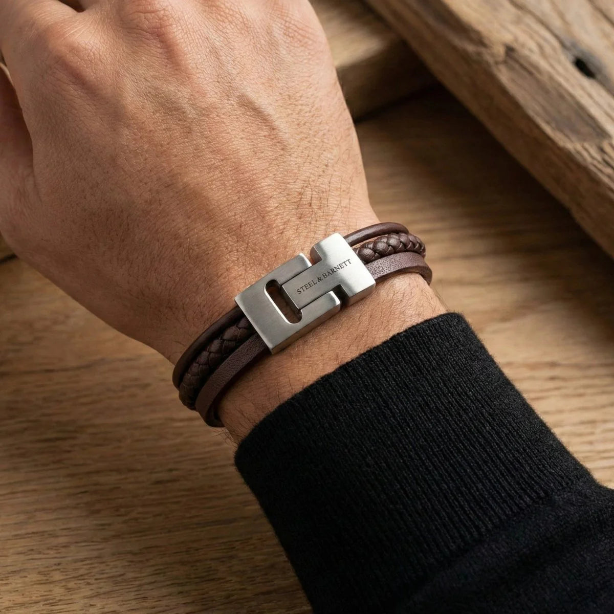 Leather Bracelet Casual Cole Brown M