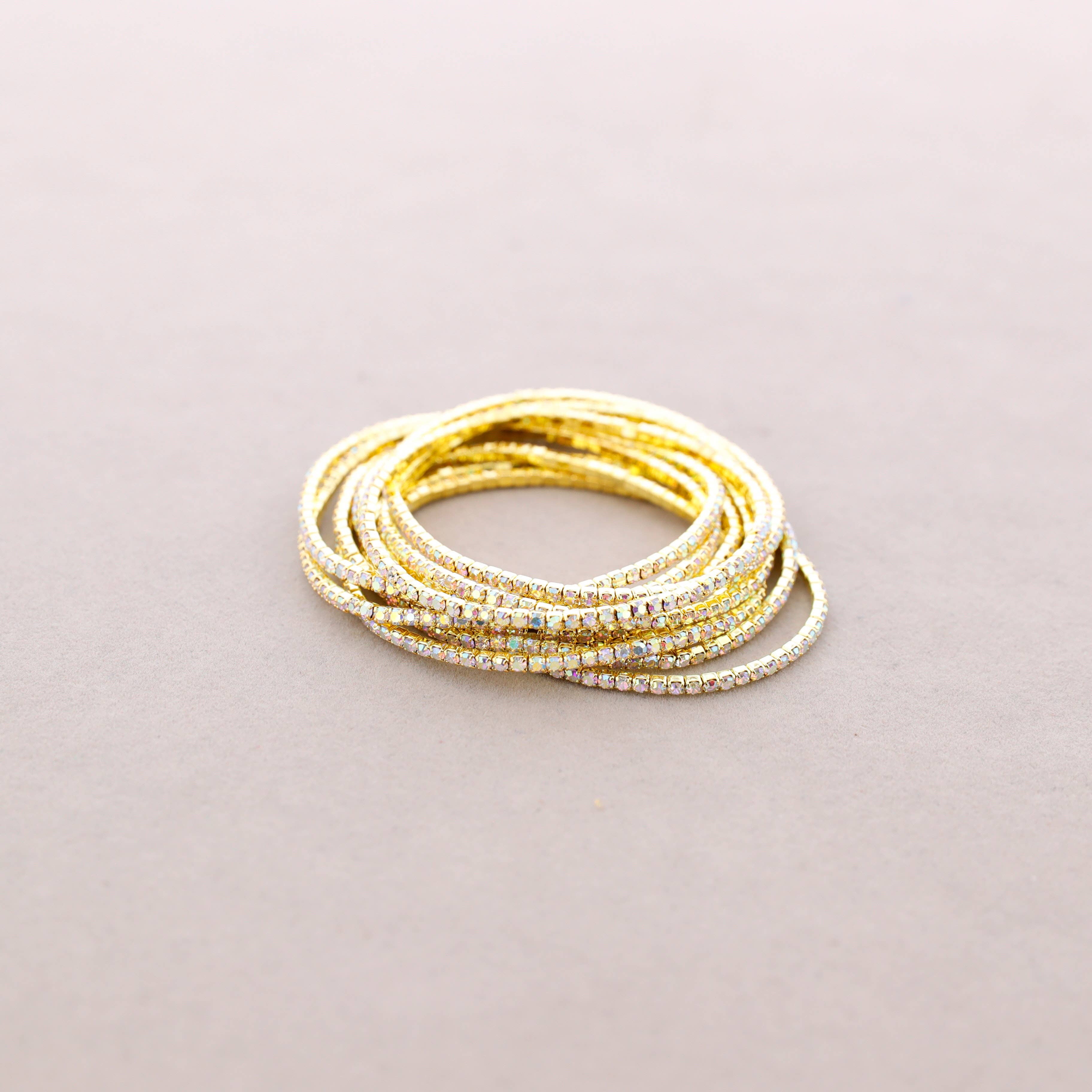 Ensemble de bracelets élastiques avec 10 rangs de cristaux
