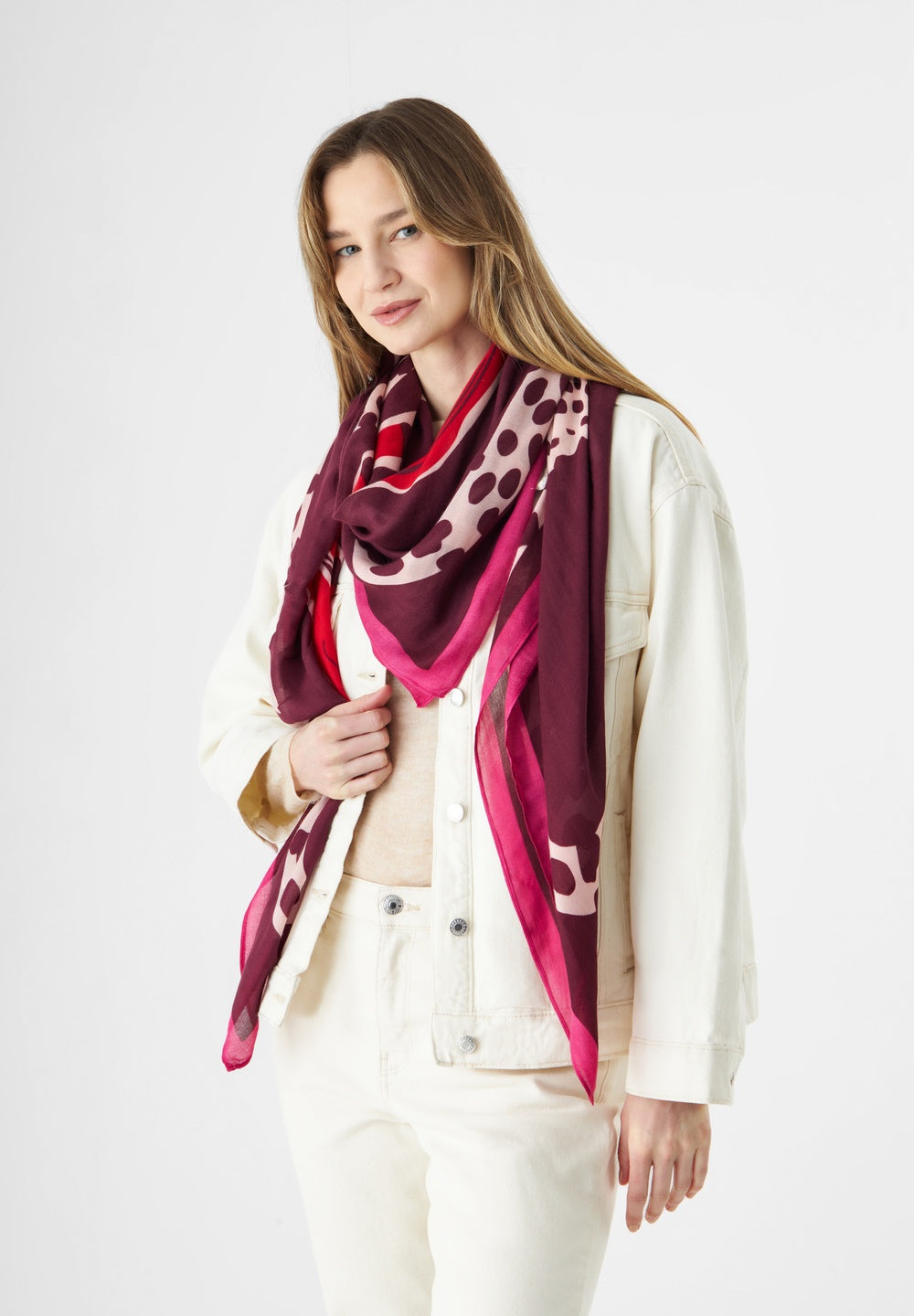 Sjaal Square Modal Animal Mix Red
