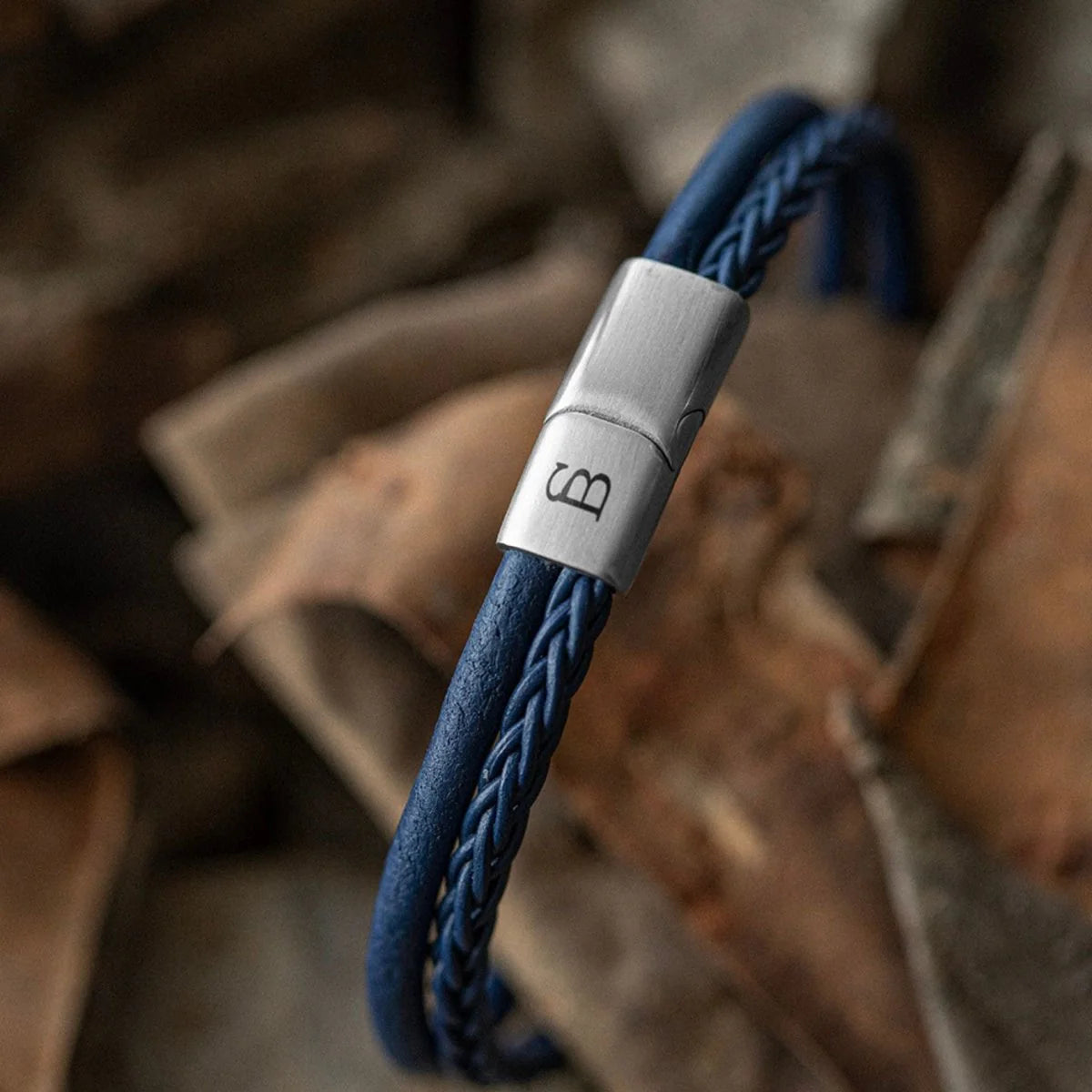 Leather Bracelet Denby Jeans Blue M