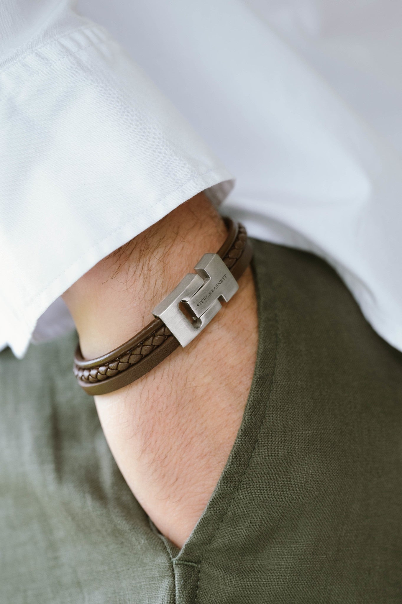 Leather Bracelet Casual Cole Brown M