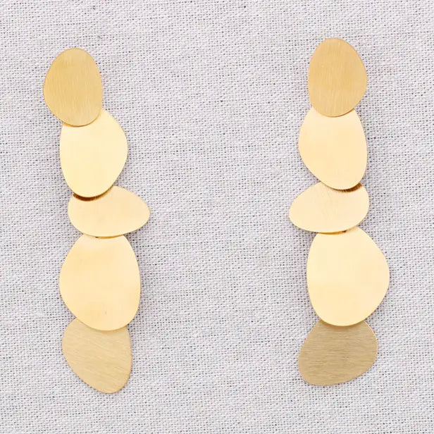 Boucles d'oreilles doré mat - Forme géométrique - Acier