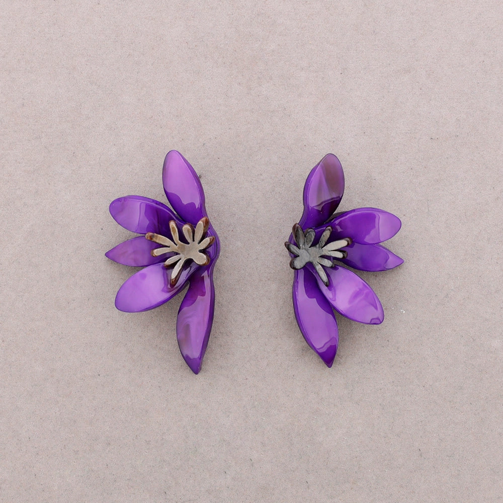 Boucles d'oreilles fleur résine moyenne - Acier inoxydable