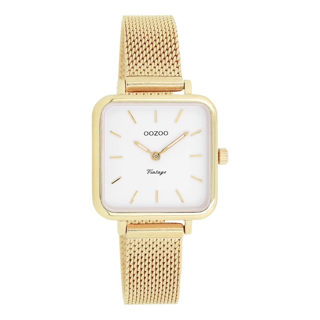 Goudkleurige OOZOO horloge met metalen mesh armband