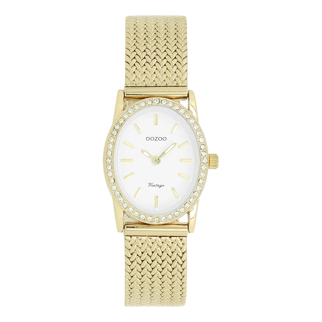 Goudkleurig OOZOO-horloge met metalen V-mesh-armband