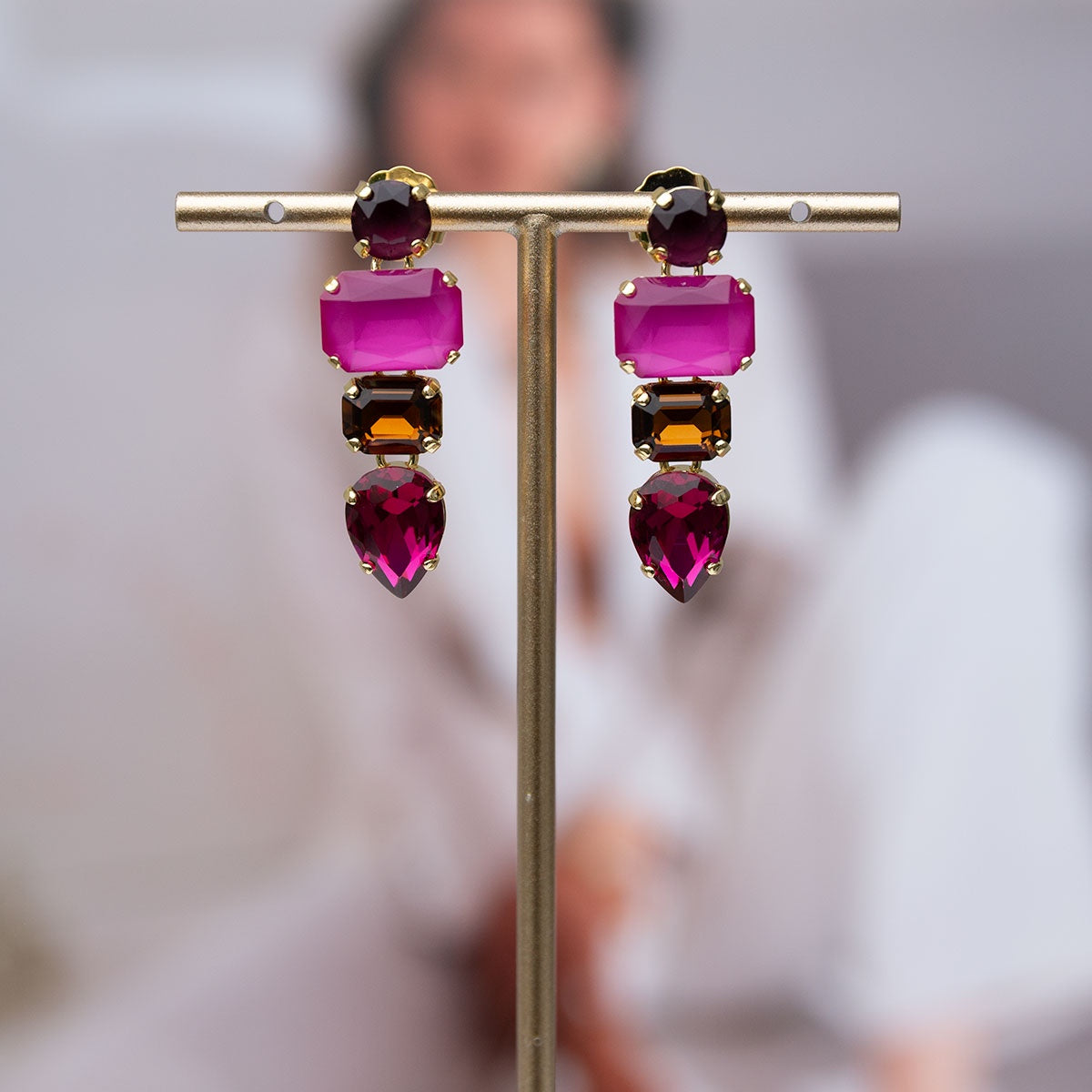 Oorring Zelena Fucsia
