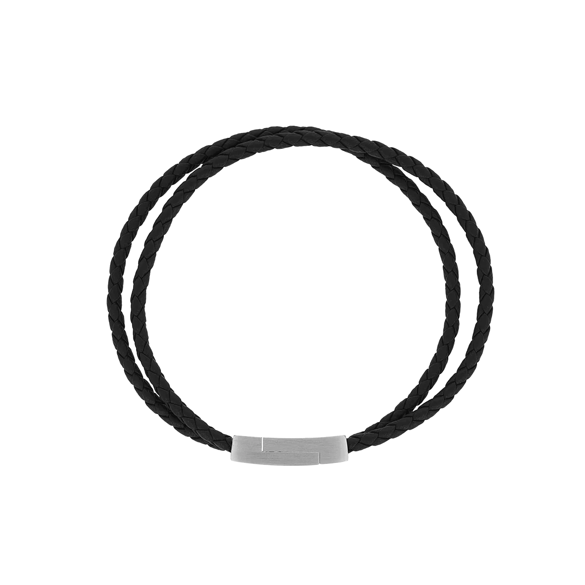 Zwart gevlochten leren armband