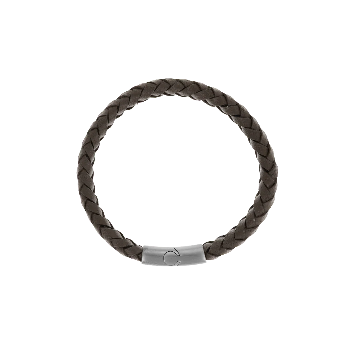Donkergroene gevlochten leren armband met titanium sluiting