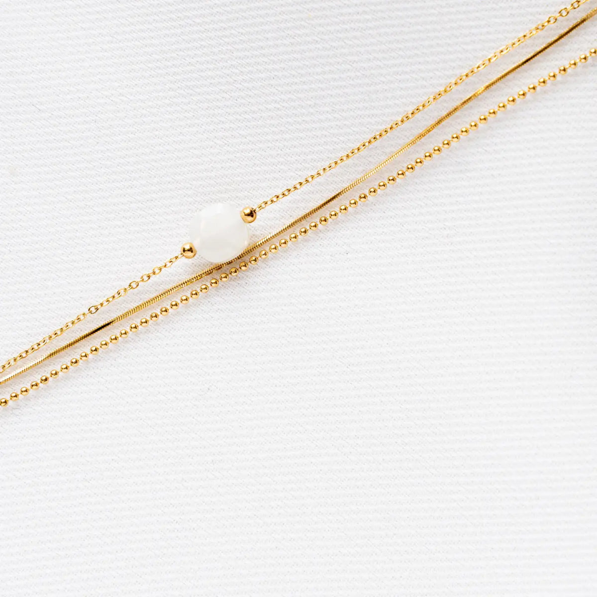Armband met witte agaat Stainless Steel