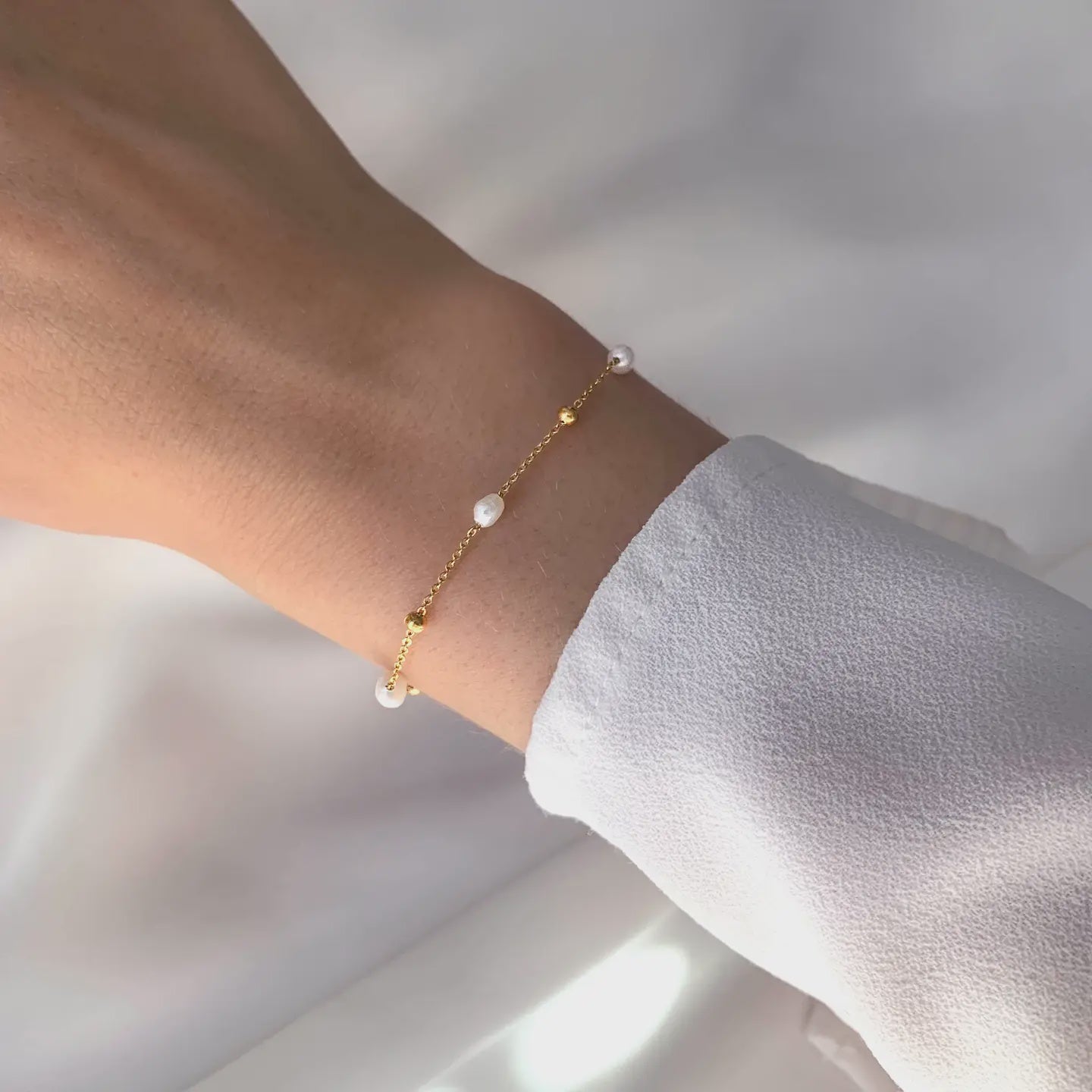 Fijne armband met zoetwaterparels Goud
