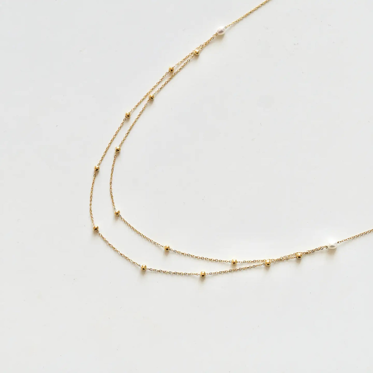 Fijn dubbelrijig ketting met bolletjes