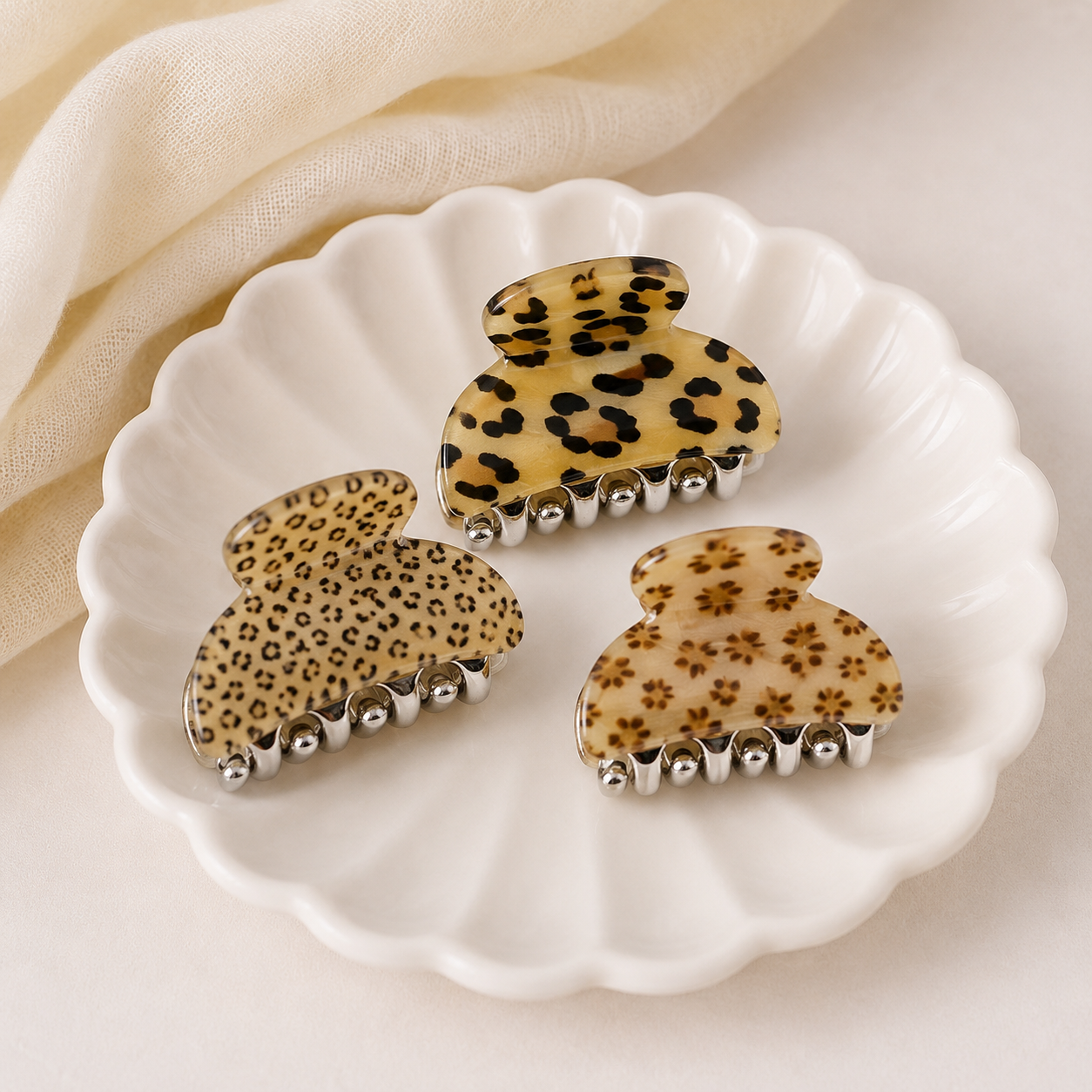 Mini haarclip met dierenprint