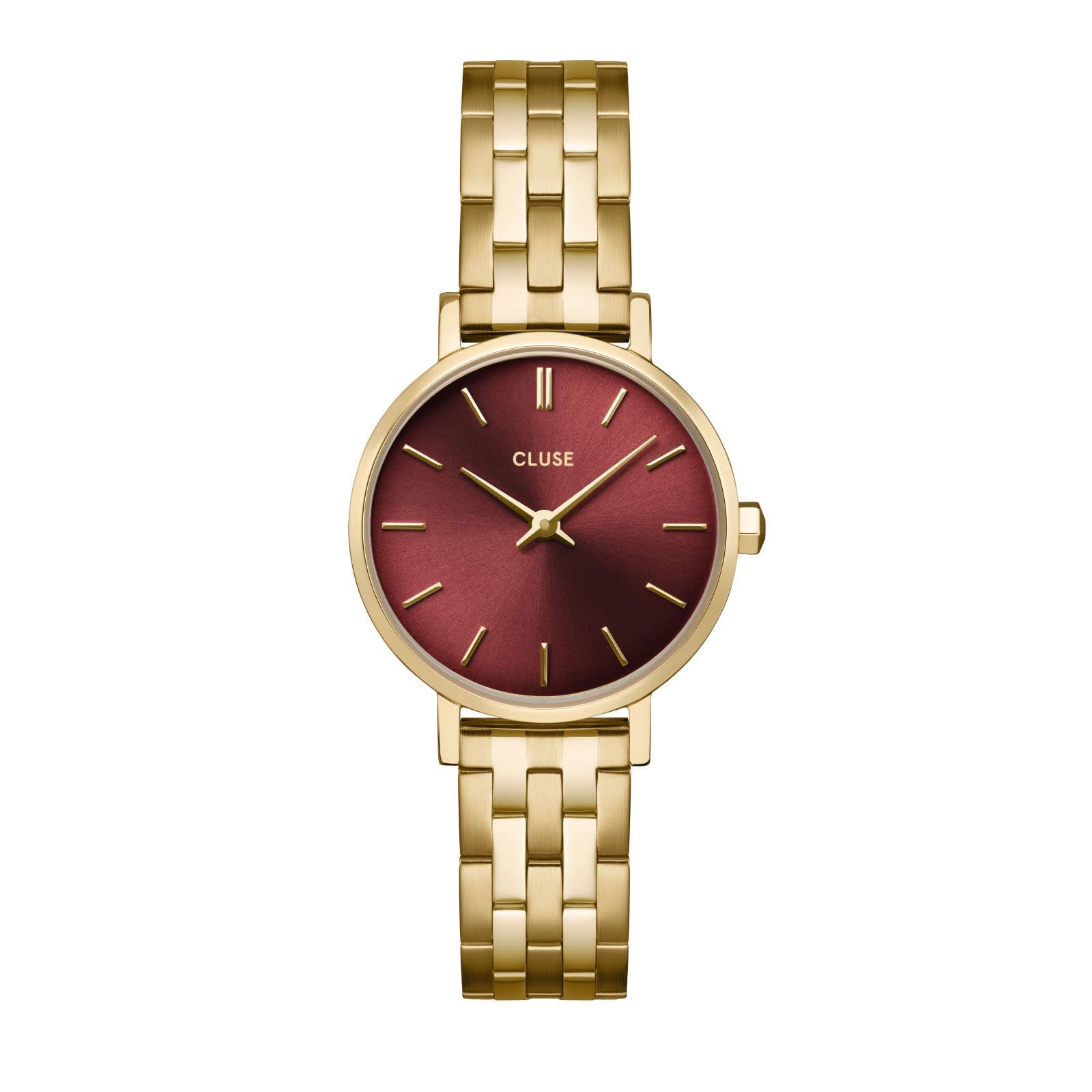 Montre Boho chic petite or, cerise foncée