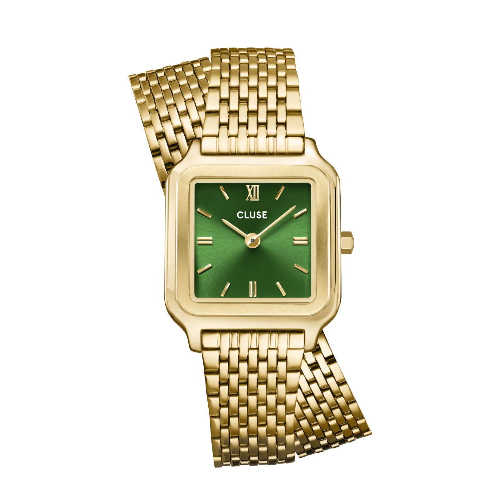 Montre Gracieuse petite watch double acier, vert forêt, or