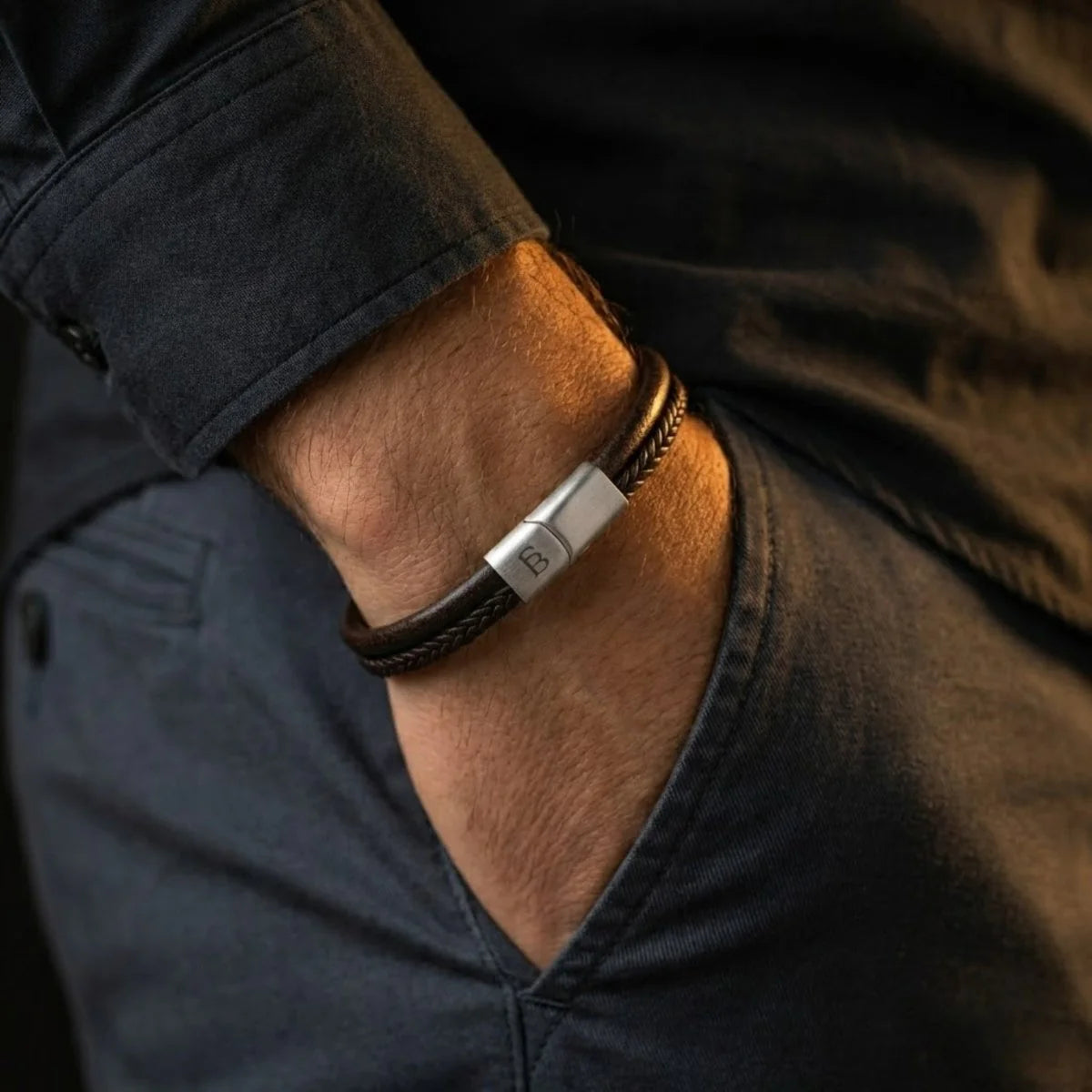Leather Bracelet Denby Brown M