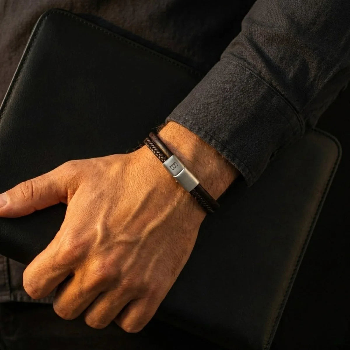 Leather Bracelet Denby Brown M