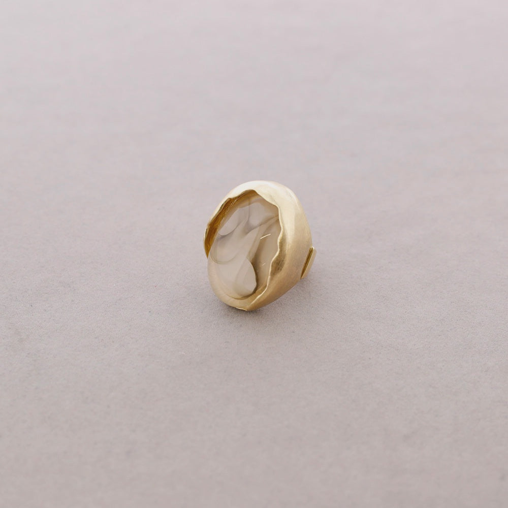 Bague élastique avec dessus en résine - Beige