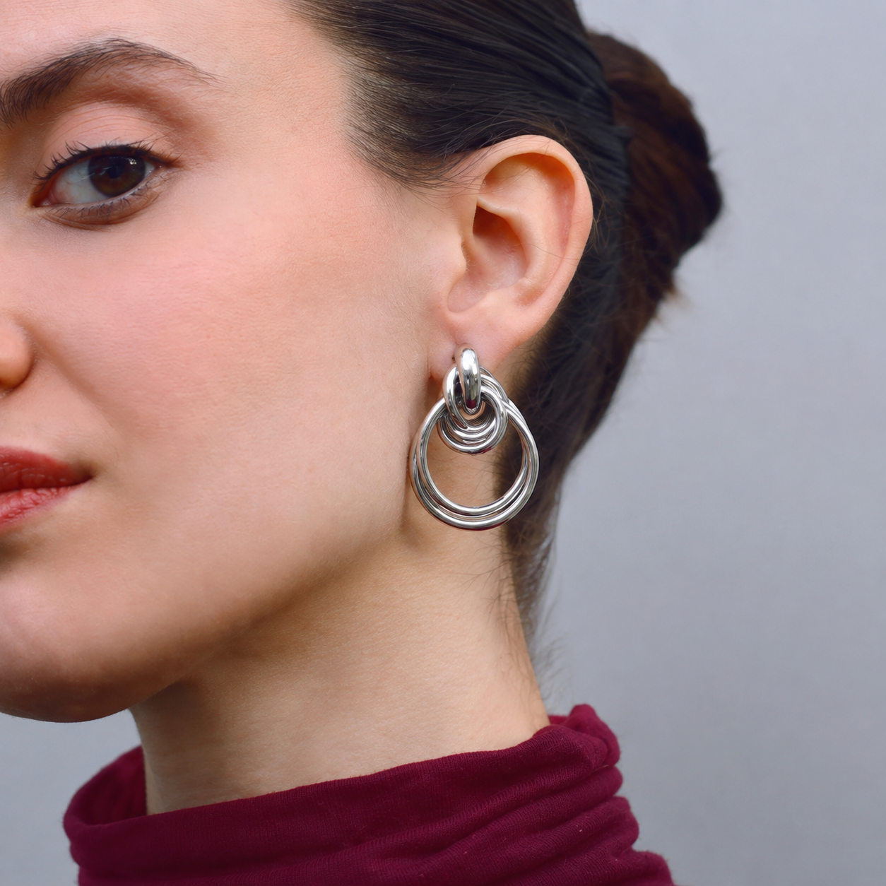 Boucles d'oreilles anneau tressées - Acier inoxydable